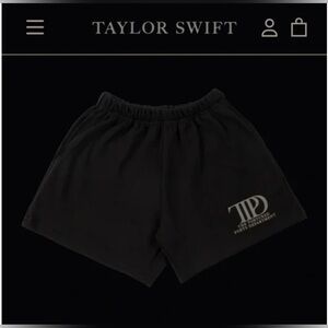 Taylor Swift The Tortured Poets Department TTPD Black Shorts Small